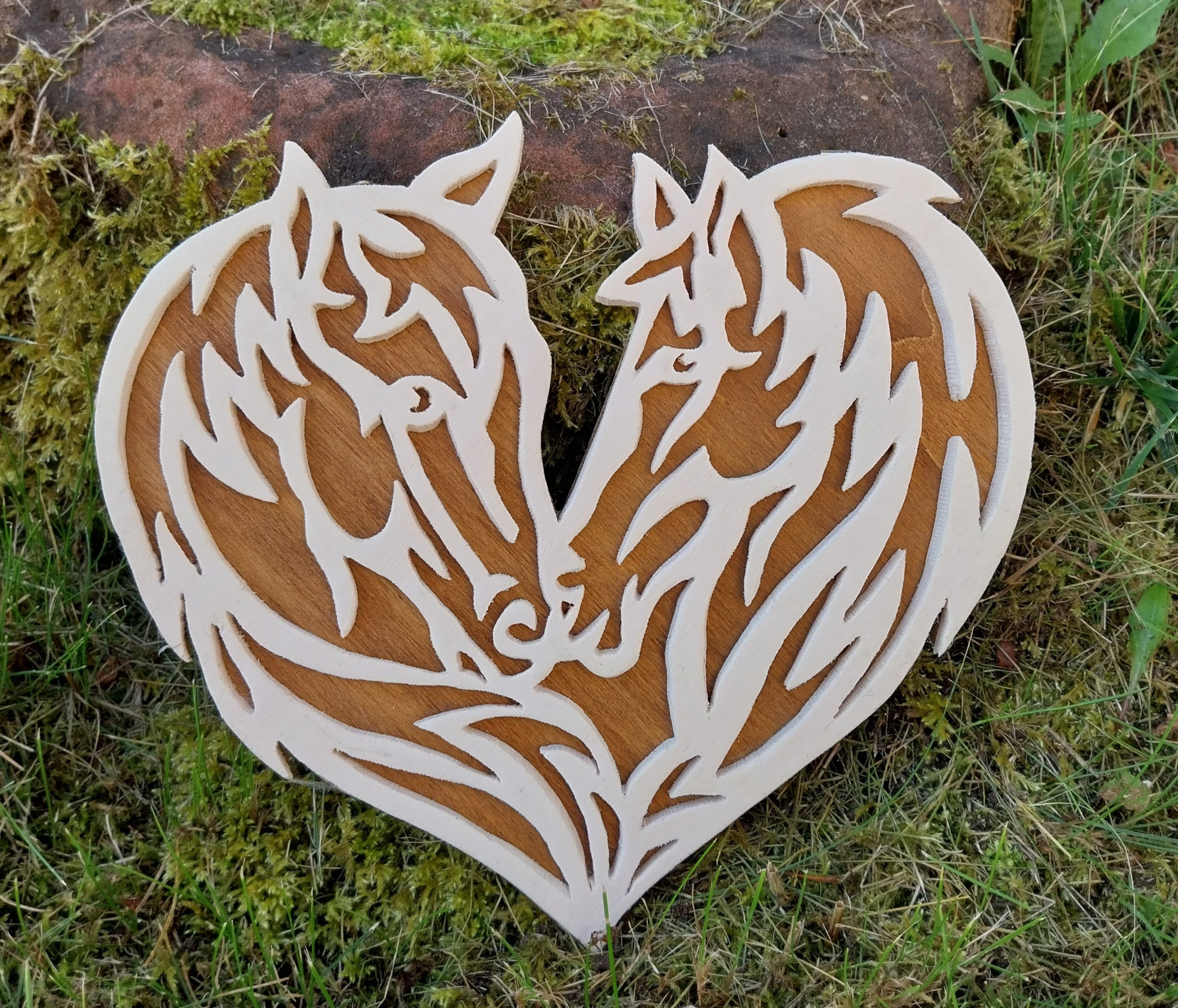 Holzbild Herz "2 Pferde"